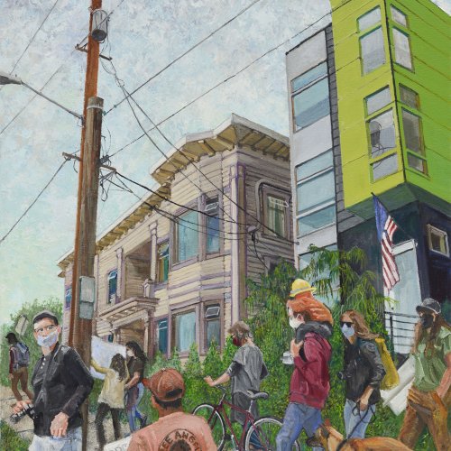 Marchers, oil on canvas, 35 x 28 inches, copyright ©2020