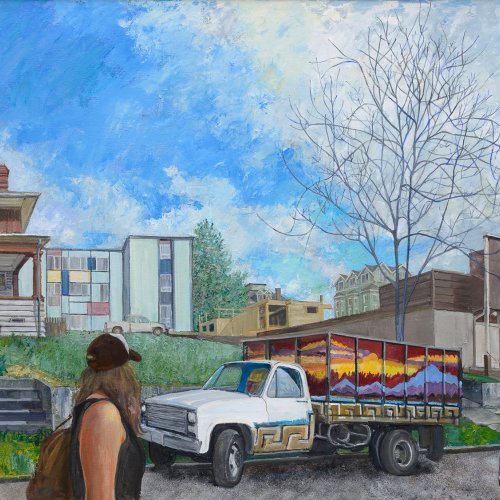 Rolling Sunset on 16th Ave., oil on canvas, 29 x 42inches,  copyright ©2015-2021